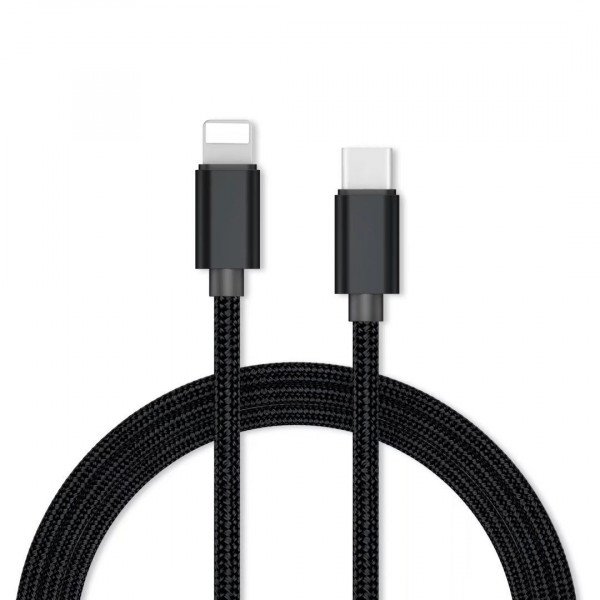 Wholesale 3FT USB-C / Type-C to Lighting Cable Braided Charging Syncing Cord Work with iPhone Connect MacBook and USB-C Adapter (Black)
